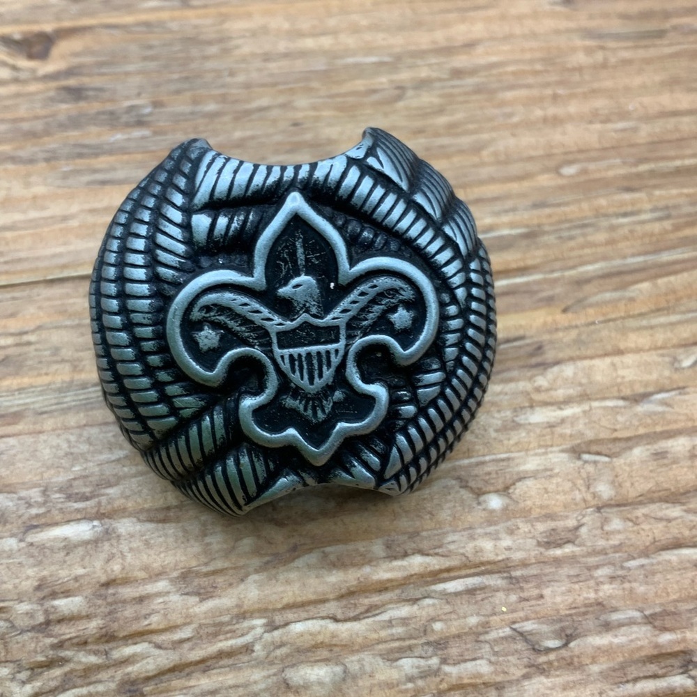 Boy Scouts of America BSA Vintage Club Scout Blue Silver Tone Neckerchief Slide